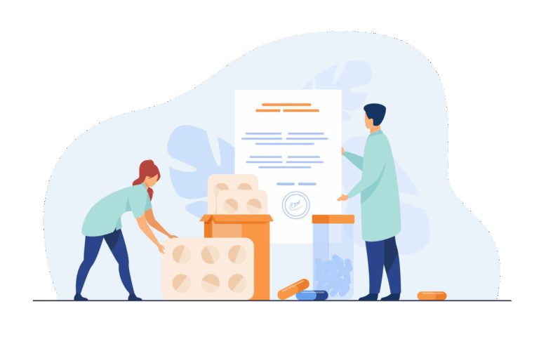 Illustration zum Thema Medikamente und Rezepte